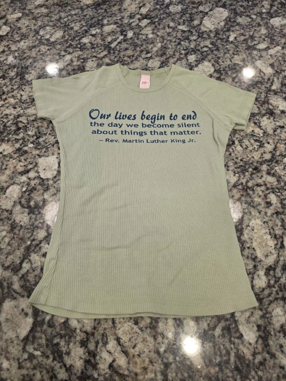 Vintage 90s Hyp MLK Shirt Womens S Green Ribbed EUC
